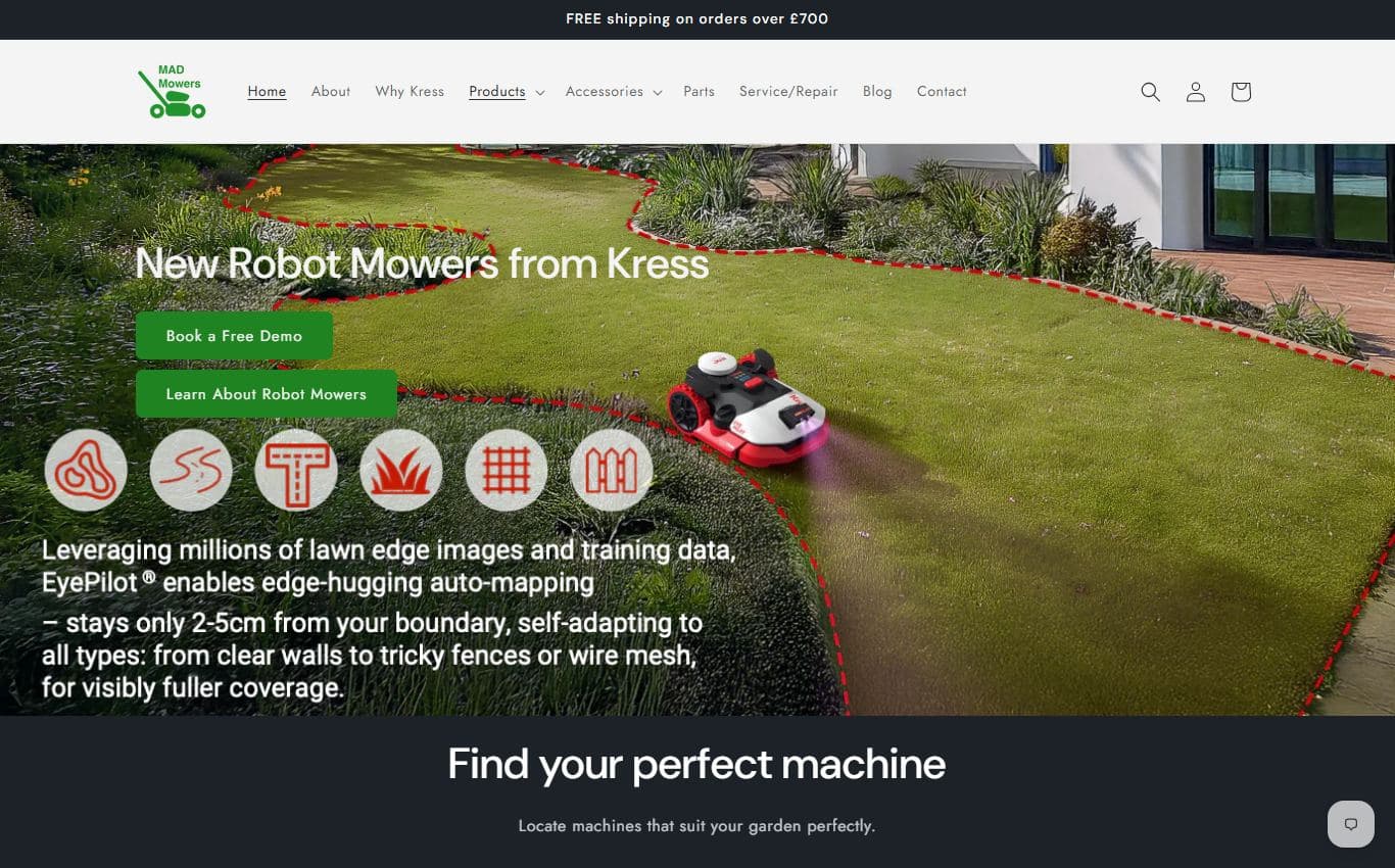 Screenshot of MAD Mowers